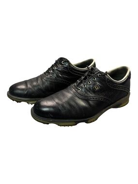FootJoy DRYJOYS TOUR Mens Size 10.5 Leather Croc Spiked Golf Shoes Black 53676